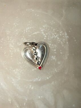 Brighton Silver Heart Charm  that says LOVE on one side and 2022 on other